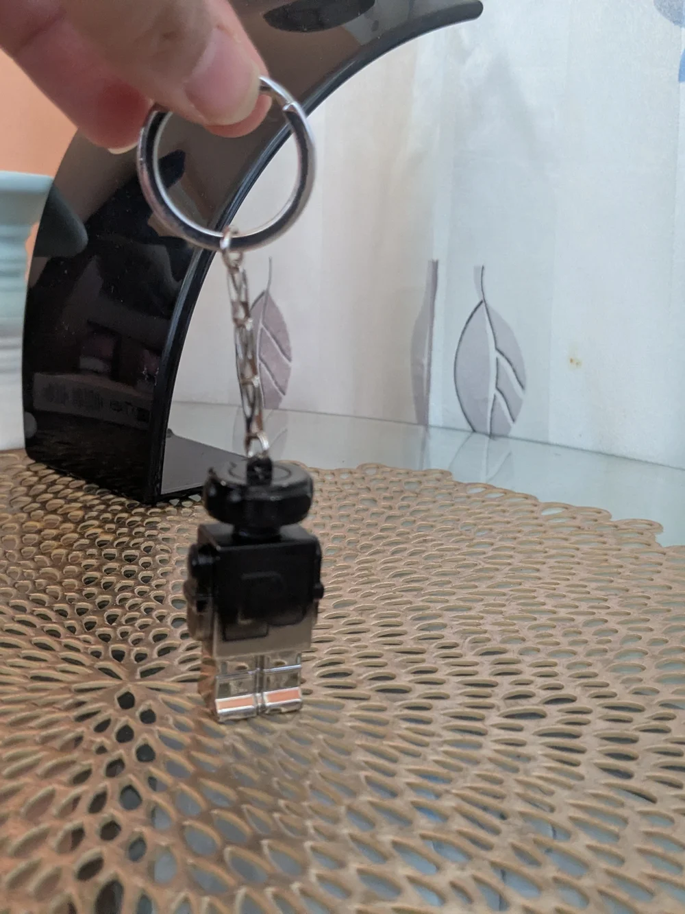 Paco Rabanne Keychain - Black and Silver